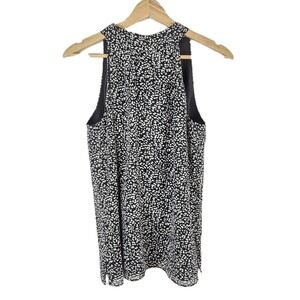 Talbots Halter Top Womens Size 4 Black White Tie Neck‎ Sleeveless Office Chiffon